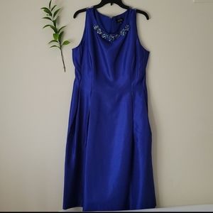 Tahari Embellished Shantung Fit & Flare Midi Dress- Size 16- New!